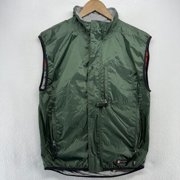 Vintage Bum Equipment Vest Men's Small Green Zip Windbreaker Tactical 90s Golf - Picture 1 of 7